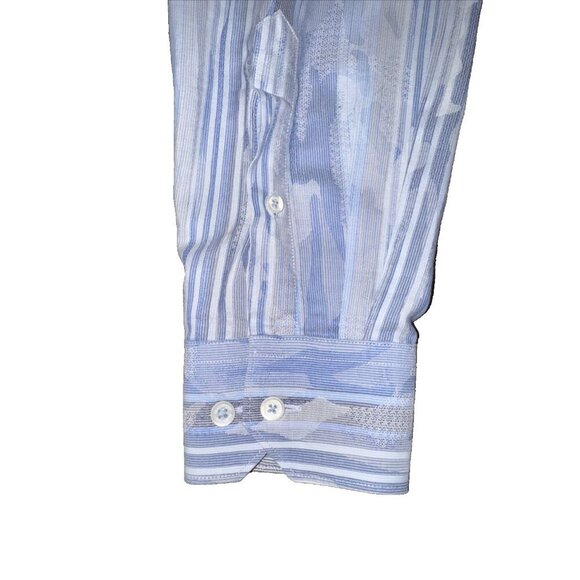 Bugatchi UOMO mens shirt Classic Fit, Blue Camo, 80% cotton & 20 % Linen - Picture 5 of 11